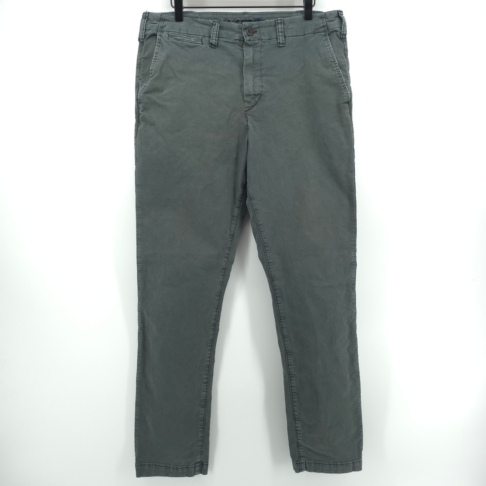American Eagle Slim Lived-In Khakis Mens Pants 34x32 Gray Flex Chino Casual